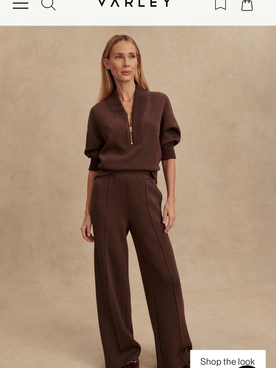 Varley Pants - Varley Sally Half Zip + Wide-Leg Knit Pant 30” Set